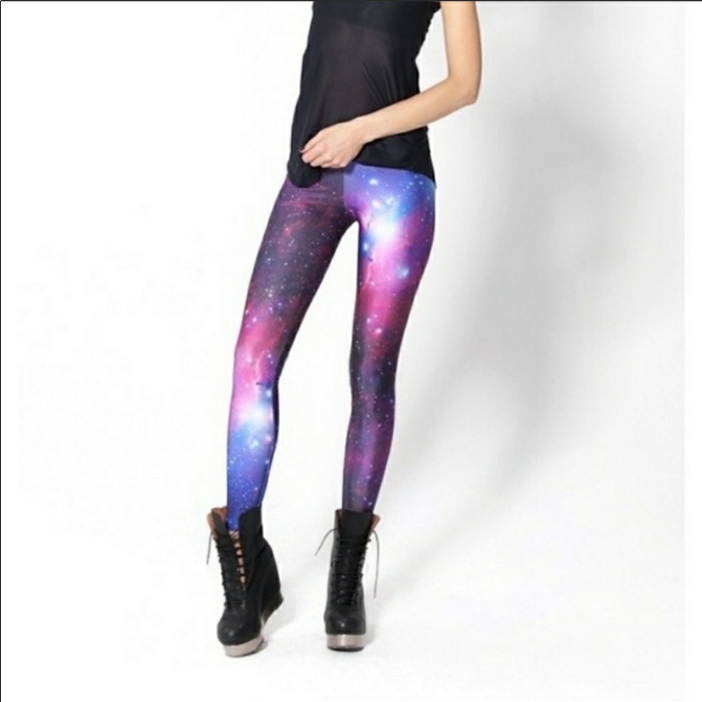 Blackmilk Galaxy Print Leggings - Purple and Pink